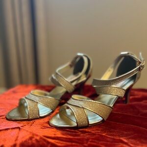 Shimmering Gold Strappy Heels